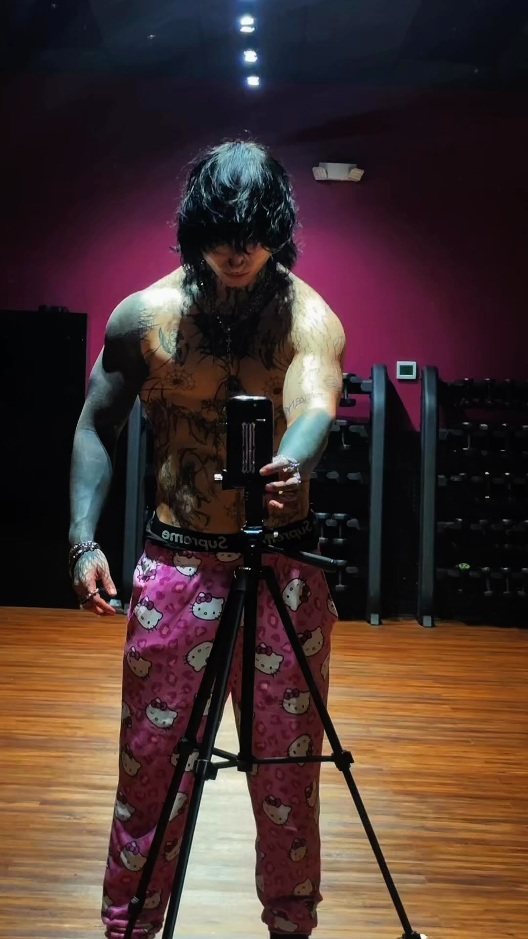Colt filming training in the gym